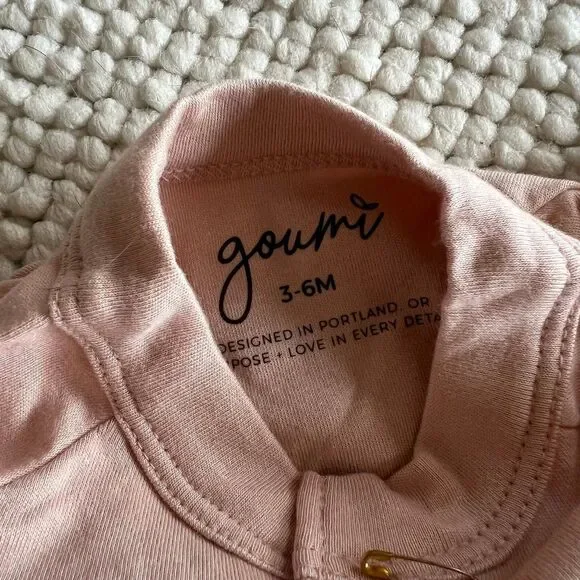 NWT Goumi Kids Rose Pink Baby Gown SZ 3-6 mo Snap Bamboo Baby Sleeper Organic - Picture 3 of 3
